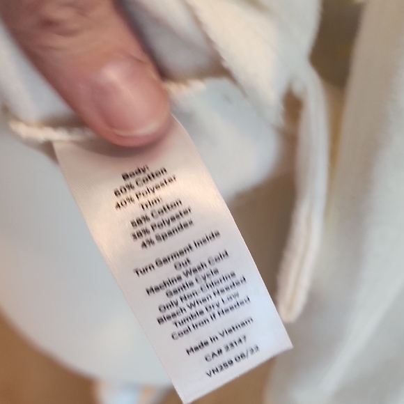 T By Talbots Cream White Quarter Zip Shawl Collar Sweatshirt Small Petite - Picture 5 of 6